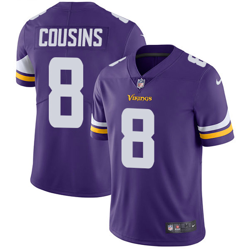 Minnesota Vikings #8 Limited Kirk Cousins Purple Nike NFL Home Men Jersey Vapor Untouchable->minnesota vikings->NFL Jersey